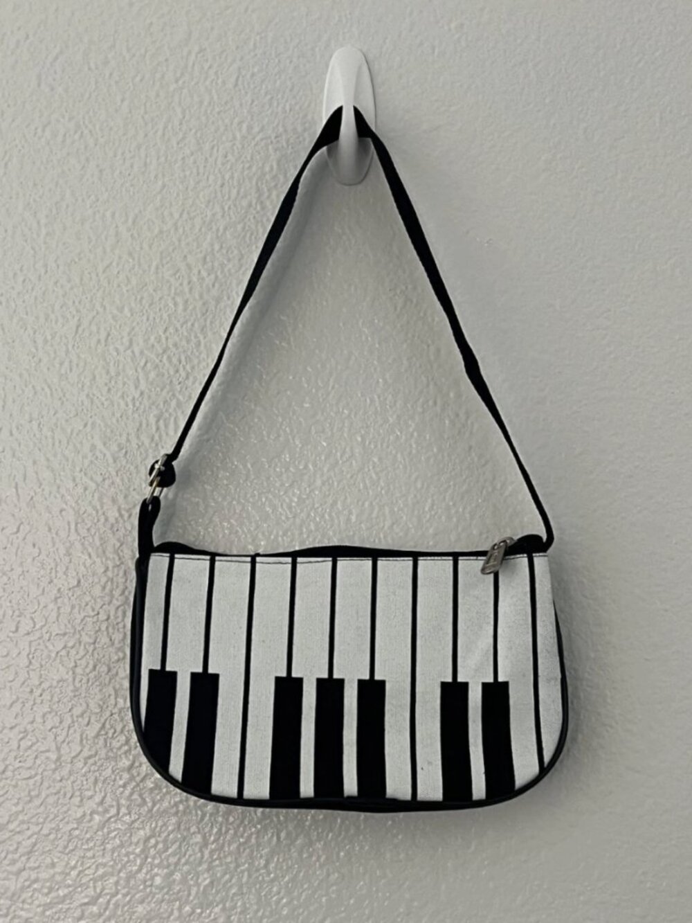 Rare-Piano Keyboard Shoulder Bag Purse – Black & White Music Lover Handbag